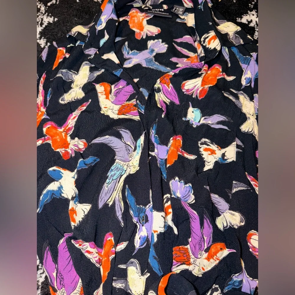 Maeve Anthropology bird Floral Print Women's Dress 6 - Picture 4 of 5